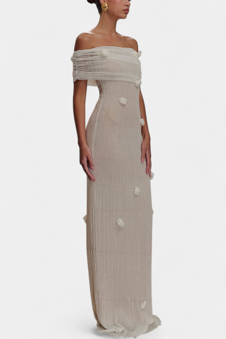 Barbara Vestido Maxi de Punto Off-Shoulder