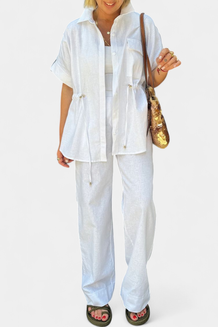 Lani Conjunto Relaxed de Camisa y Pantalones de Algodón y Lino