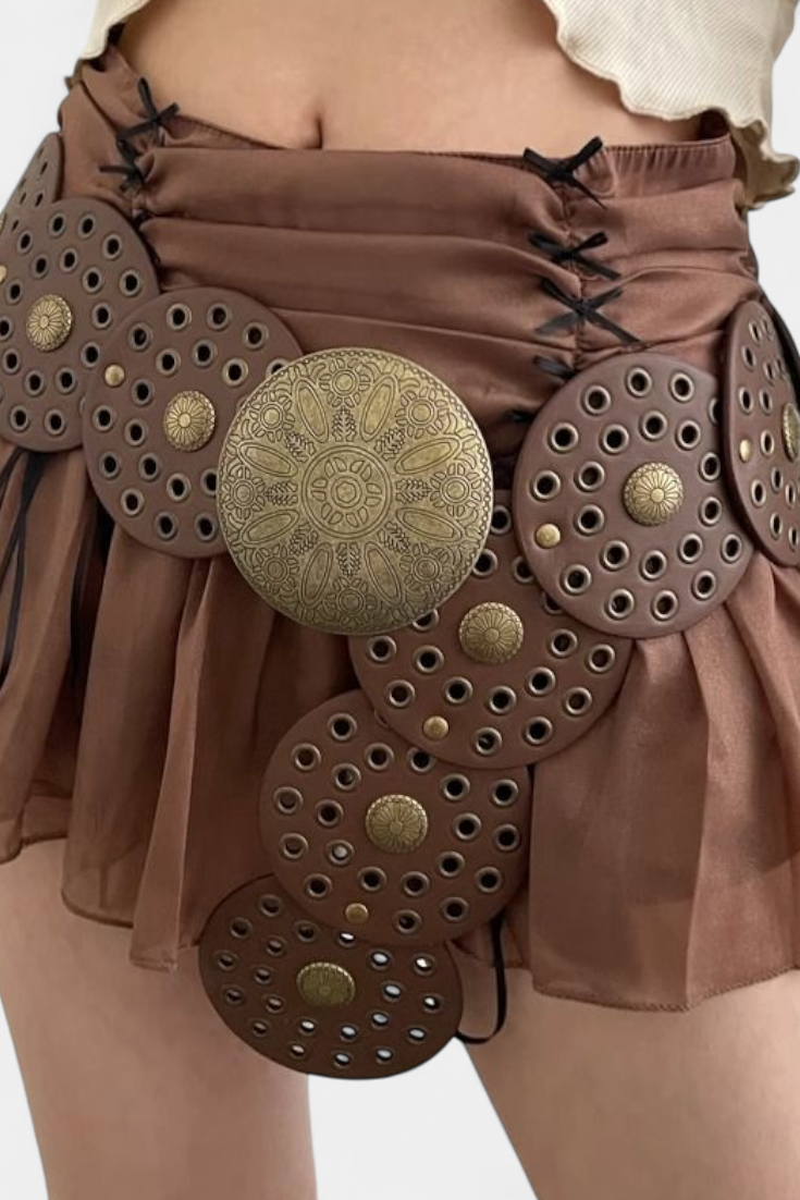 Alicia Cinturón Cowboy Vintage con Hebilla Circular Decorativa