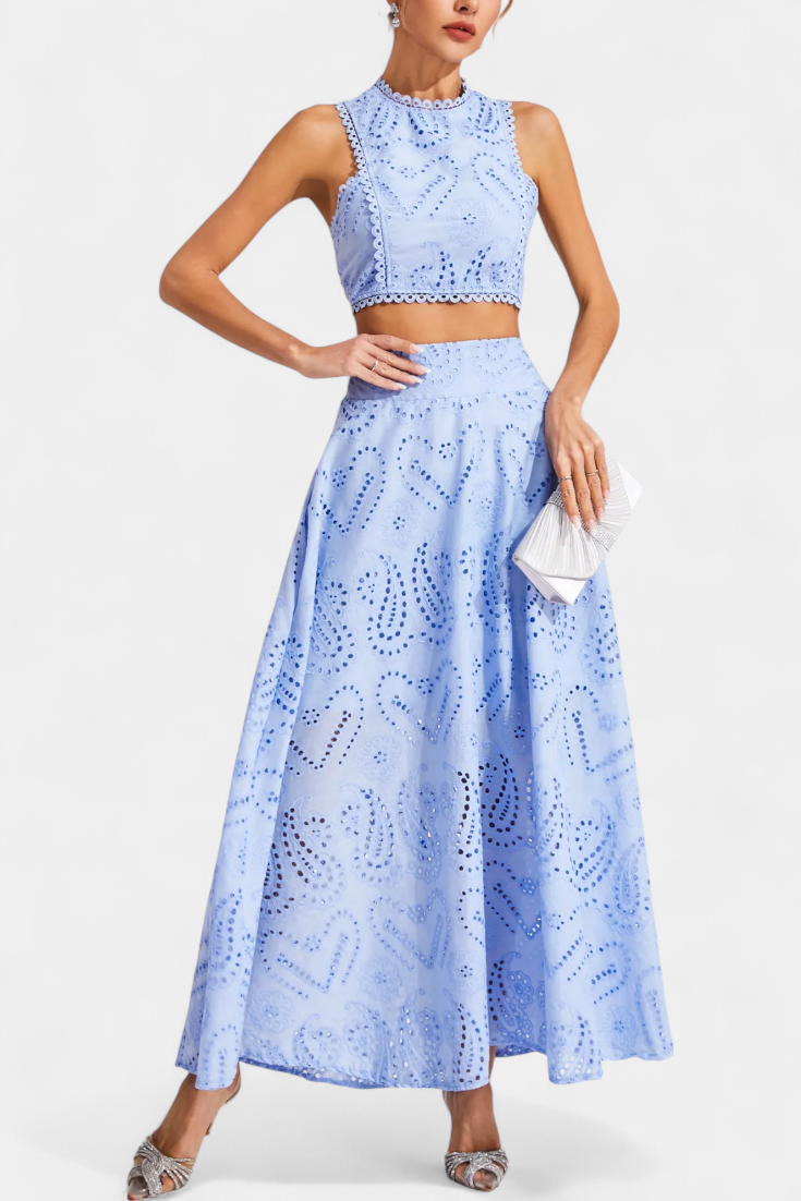 Danitza Conjunto Romántico de Encaje Floral Calado