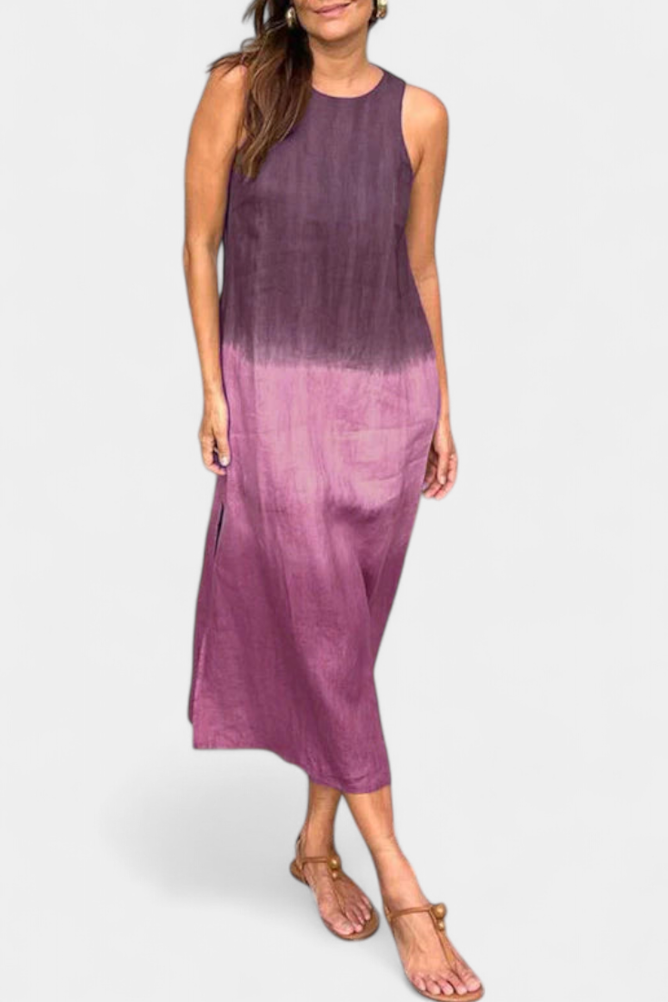 Taerra Vestido Sin Mangas con Estilo Tie-Dye en Degradé