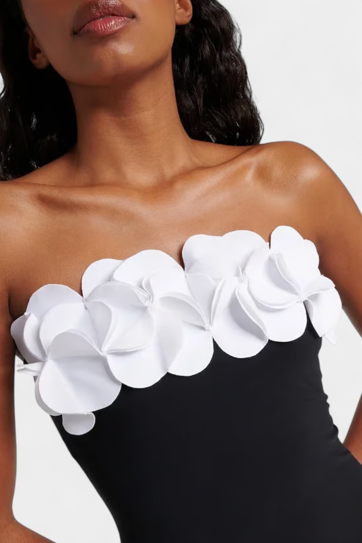 Ahria Conjunto de Bañador con Flores 3D y Falda Envolvente