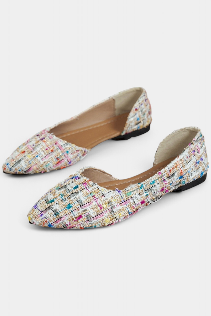 Crystal Zapatillas Tejidas Multicolores con Punta Afilada