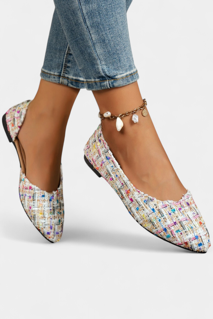 Crystal Zapatillas Tejidas Multicolores con Punta Afilada