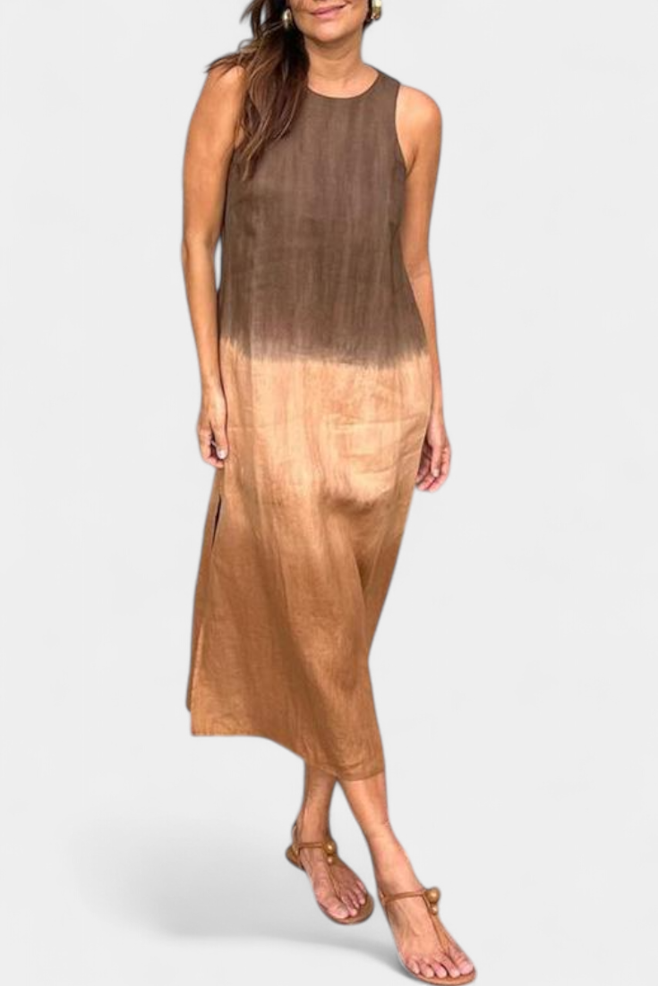 Taerra Vestido Sin Mangas con Estilo Tie-Dye en Degradé