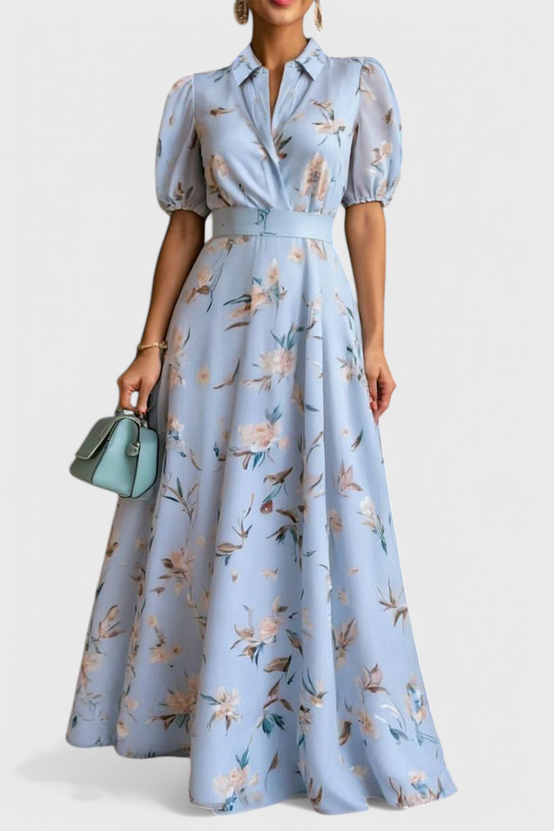 Isaline Vestido Floral con Cuello Breezy