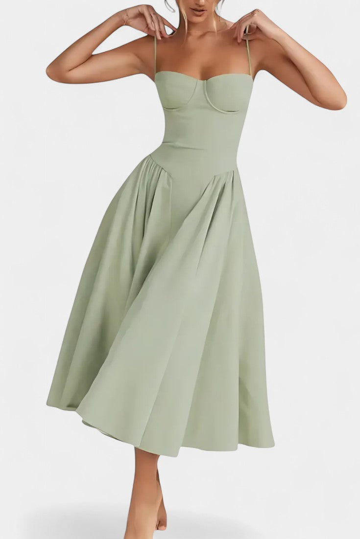 Felicity Vestido Midi Corsé Sin Mangas