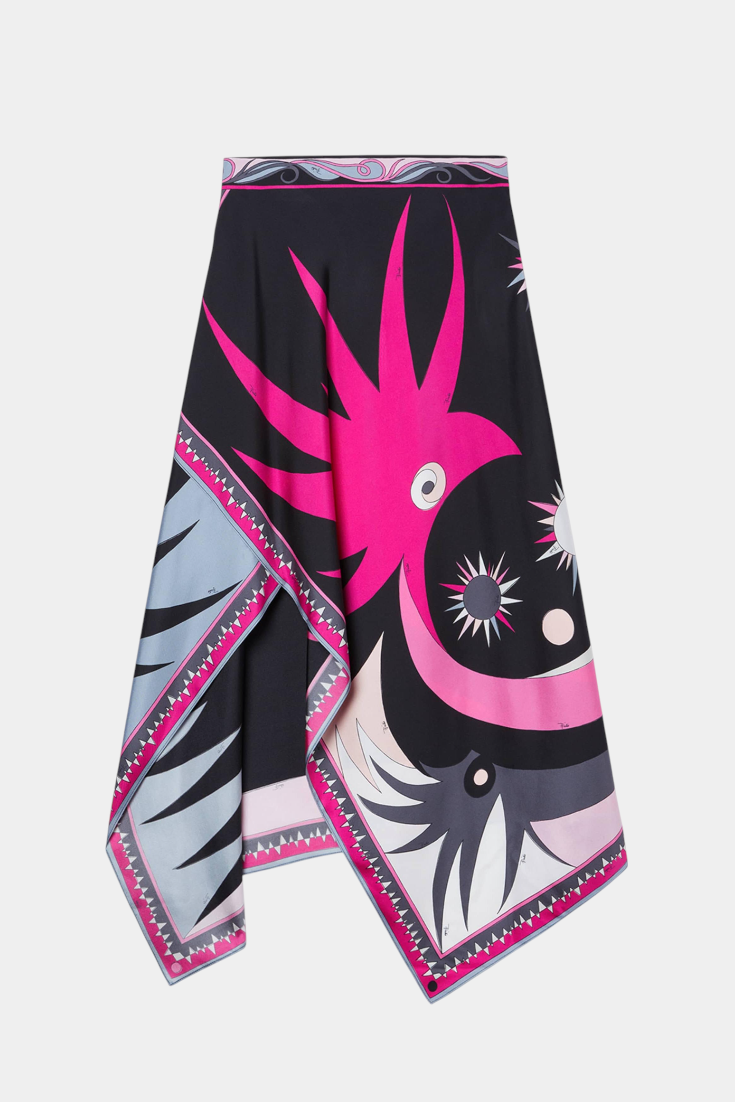 Ciana Conjunto Satén con Falda Abstracta y Top Halter