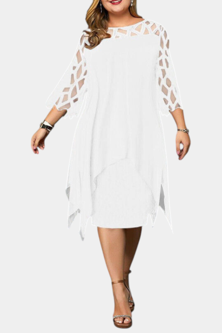 Yana Vestido Talla Grande con Mangas de Encaje