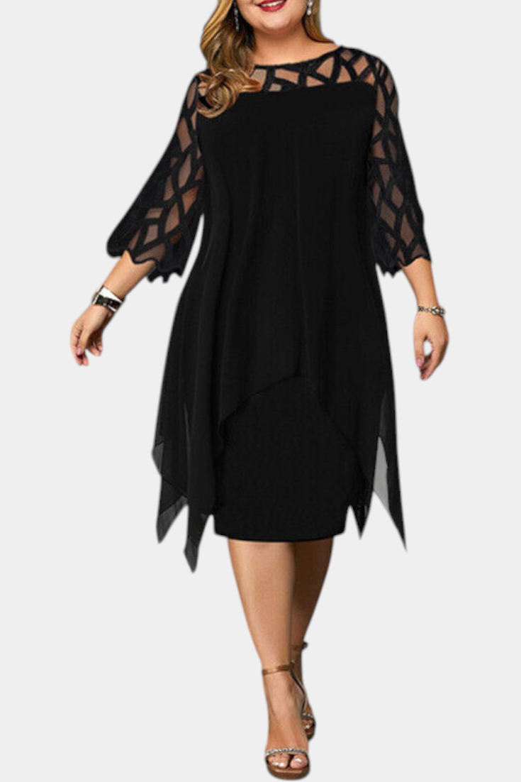 Yana Vestido Talla Grande con Mangas de Encaje