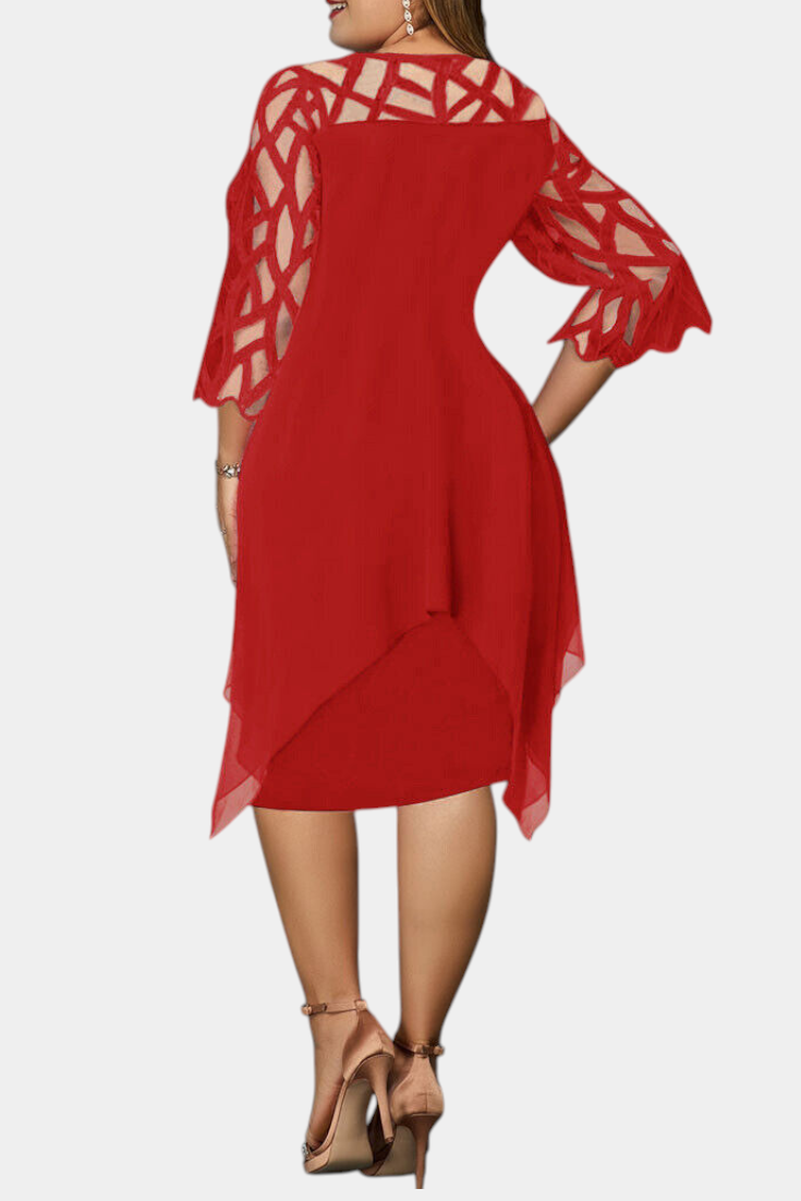 Yana Vestido Talla Grande con Mangas de Encaje