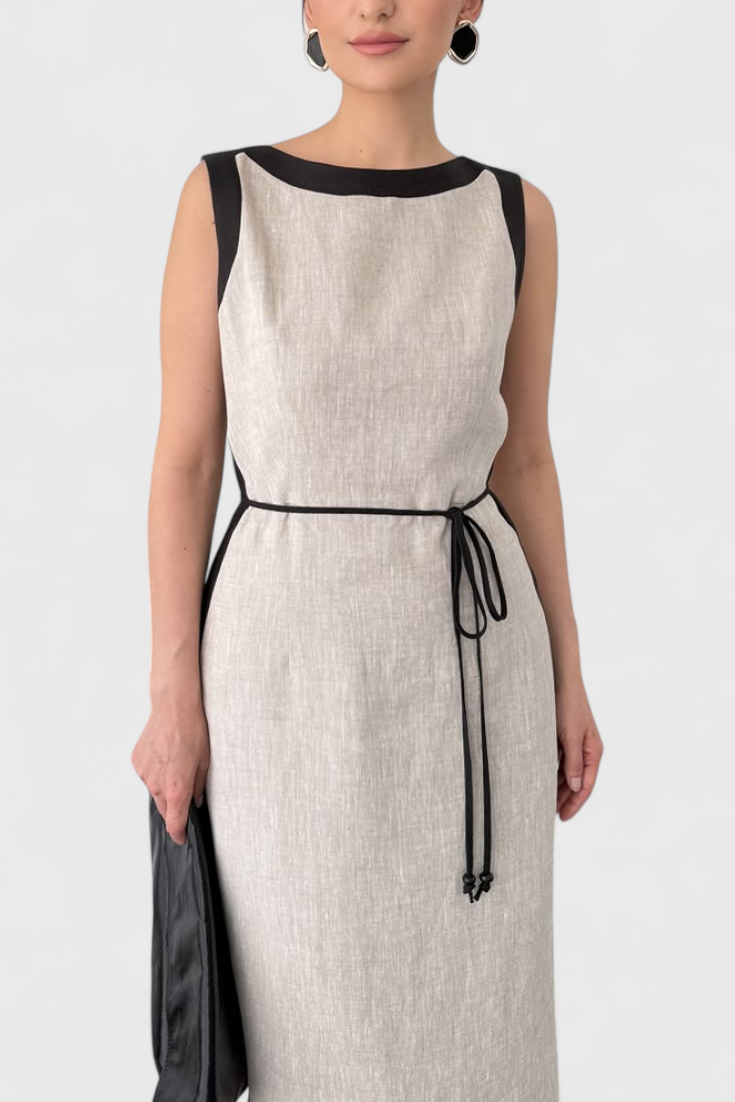 Samanta Vestido Sin Mangas con Contraste de Color