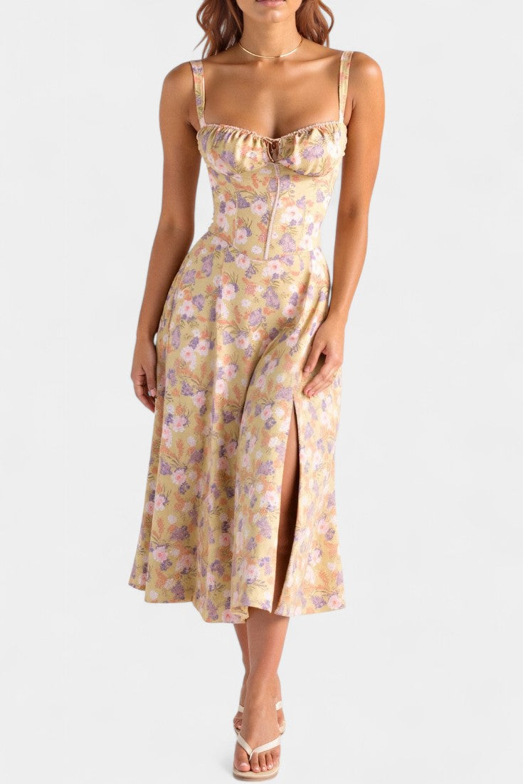 Flora Vestido Midi A-Line con Corsé