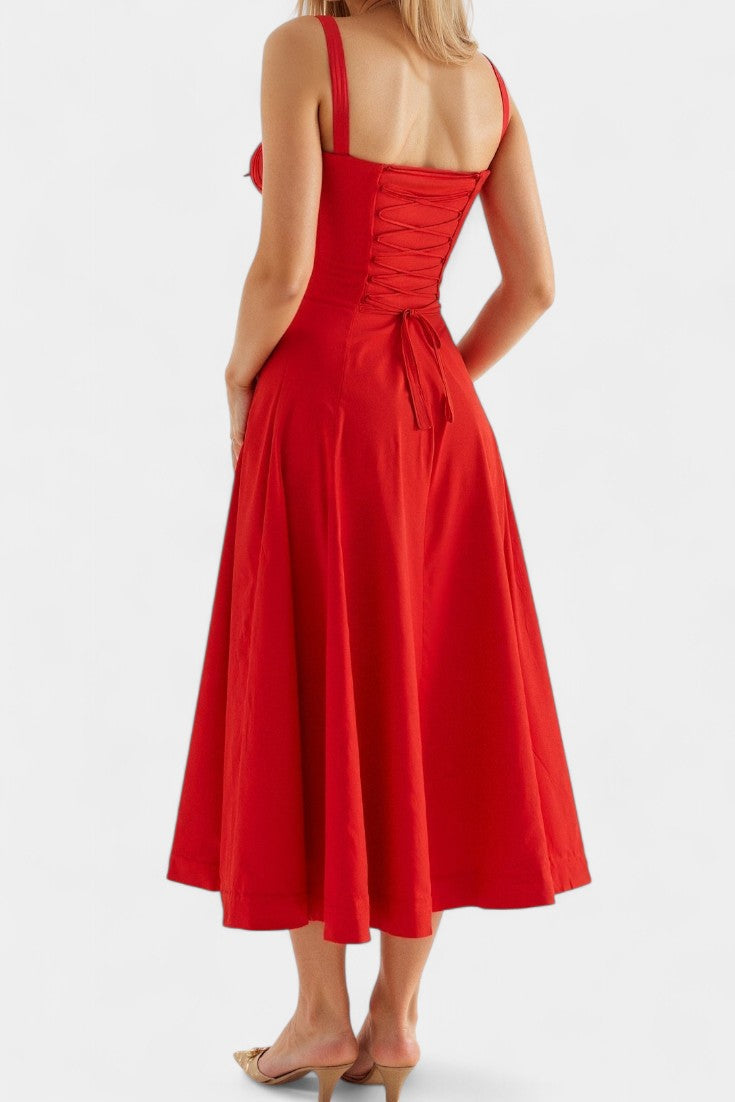 Flora Vestido Midi A-Line con Corsé