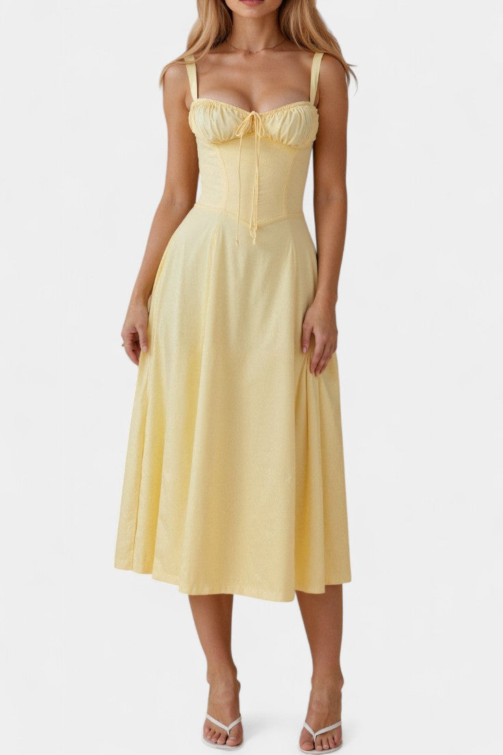 Flora Vestido Midi A-Line con Corsé