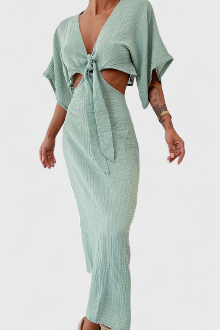 Myra Vestido Fluido con Lazo Frontal y Cut-Outs