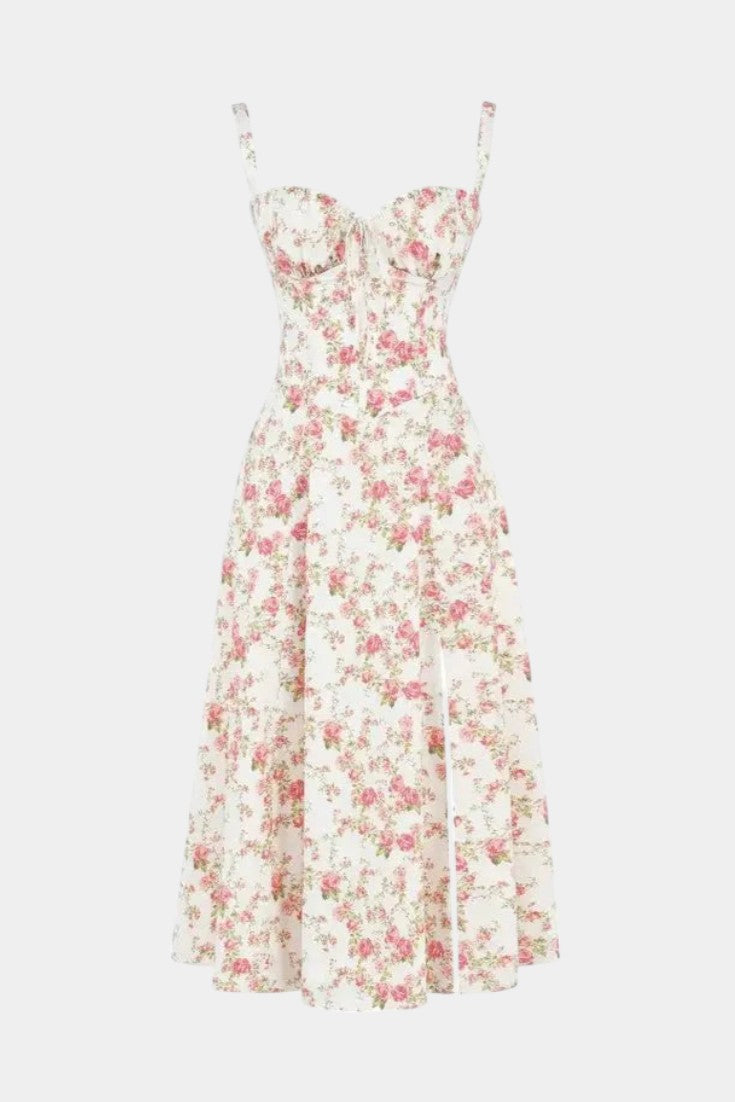 Flora Vestido Midi A-Line con Corsé