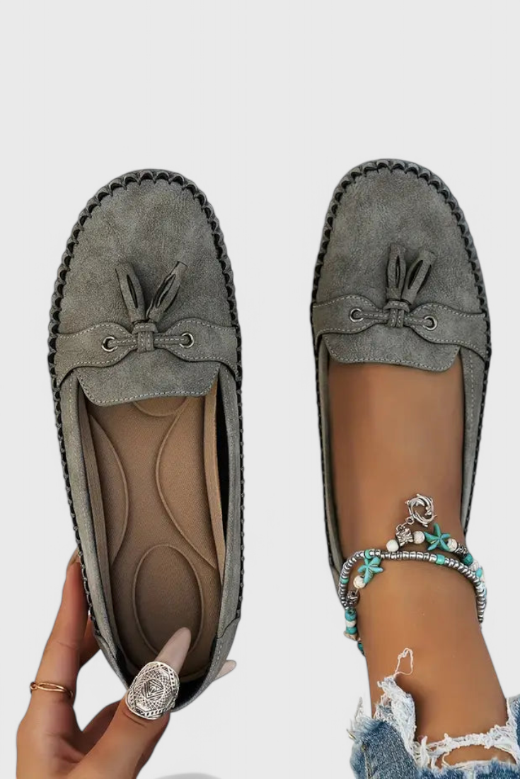 Peony Mocasines de Suede Clásicos con Borlas