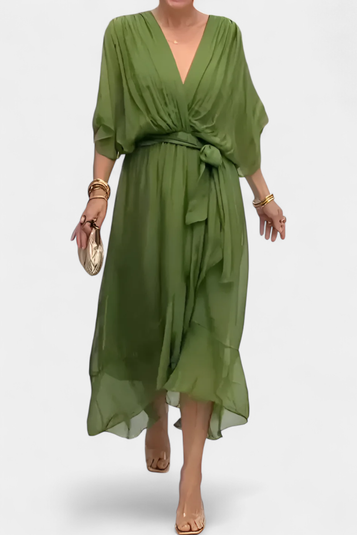 Luisa Vestido Largo con Escote en V y Corte Flowy