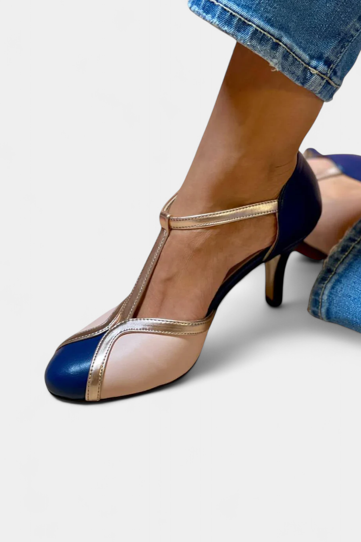 Hailey Tacones Bicolor con Toque Sofisticado