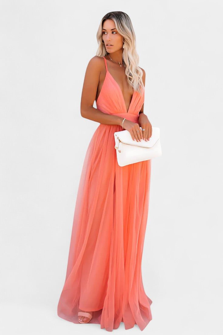 Gergana Vestido Maxi de Tul Sin Mangas