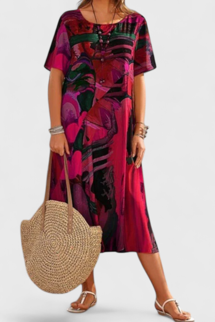 Lidia Vestido Transpirable con Estampado Moderno