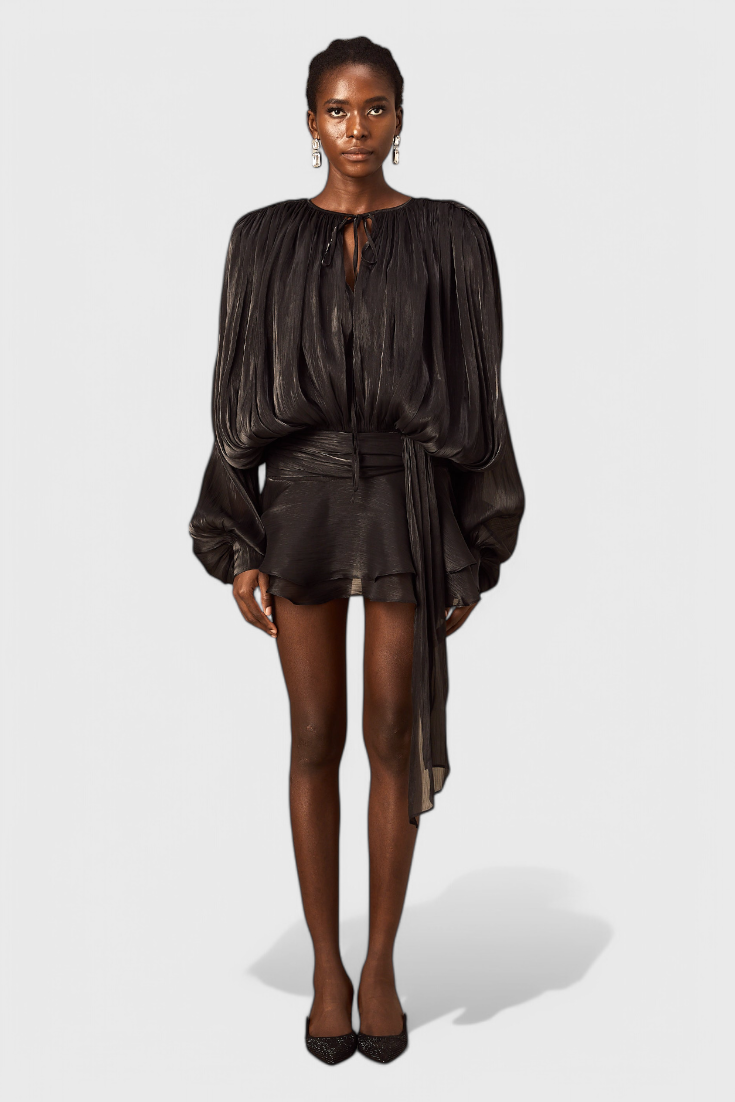 Aurore Vestido Mini con Volantes y Pliegues Completos