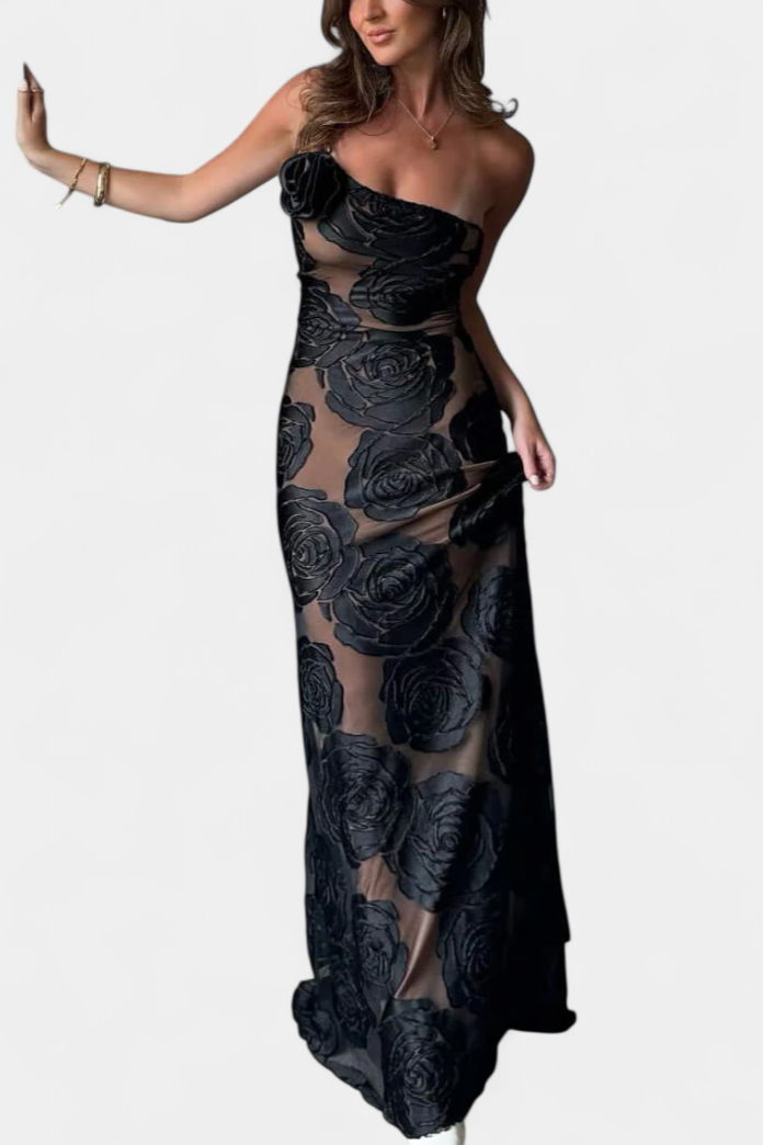 Vlada Vestido Floral de Terciopelo