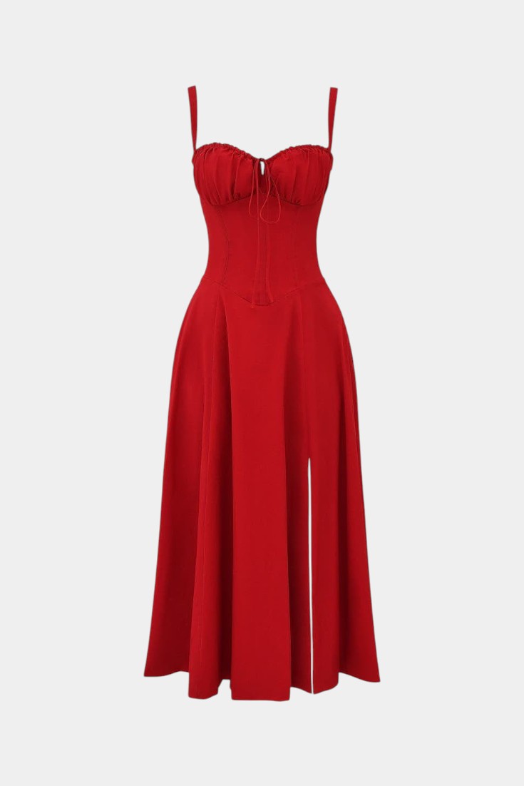 Flora Vestido Midi A-Line con Corsé