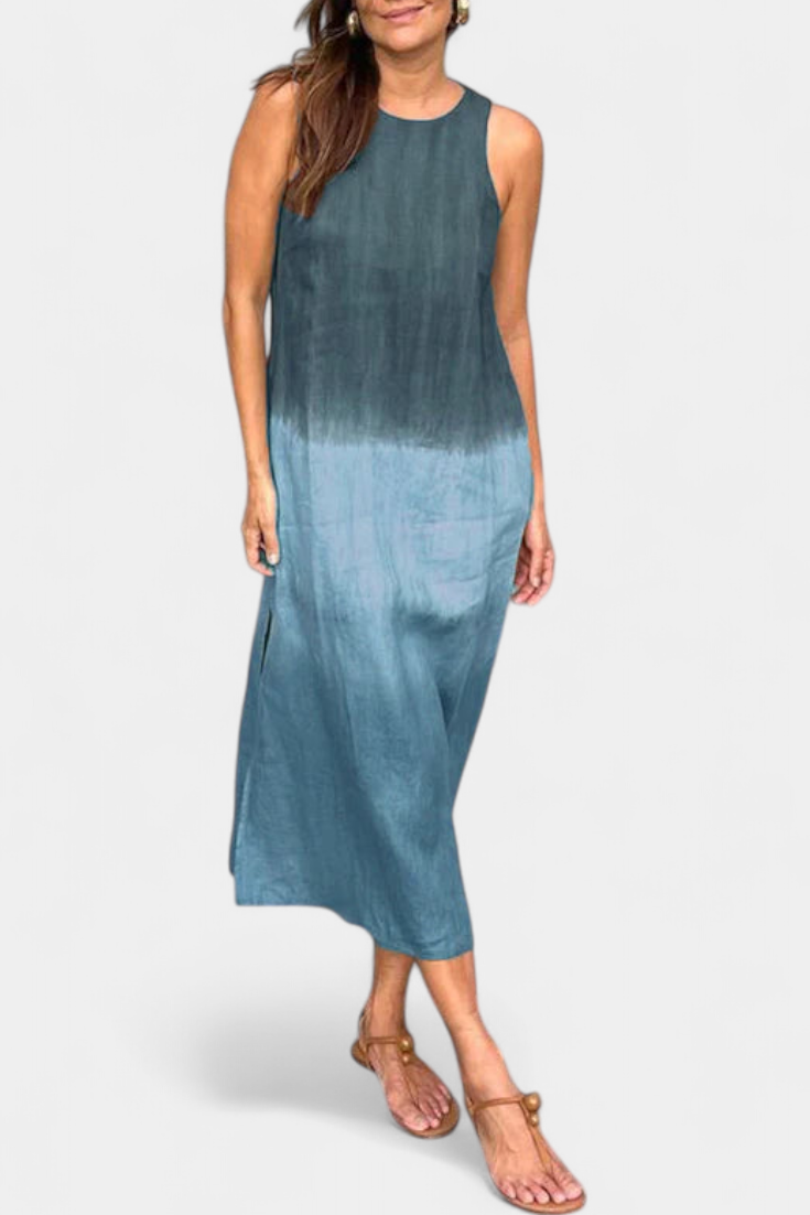 Taerra Vestido Sin Mangas con Estilo Tie-Dye en Degradé