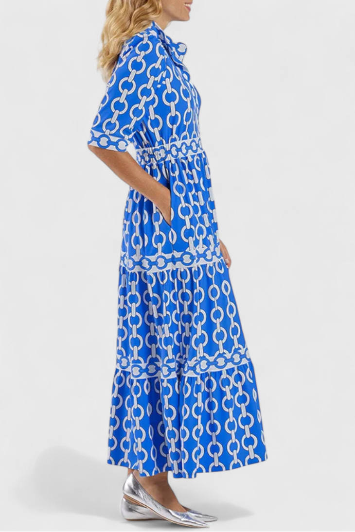 Casilda – Vestido Midi con Estampado de Cadenas