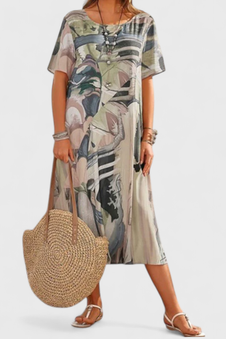 Lidia Vestido Transpirable con Estampado Moderno