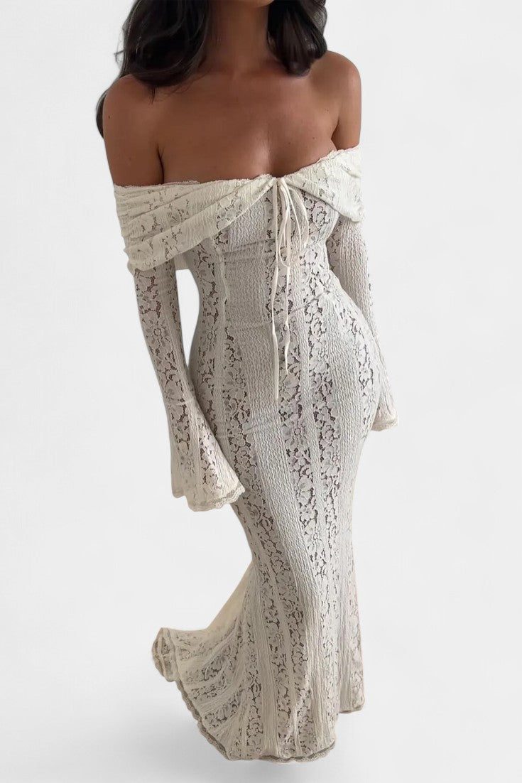 Rosalie Vestido Maxi Off-Shoulder de Encaje