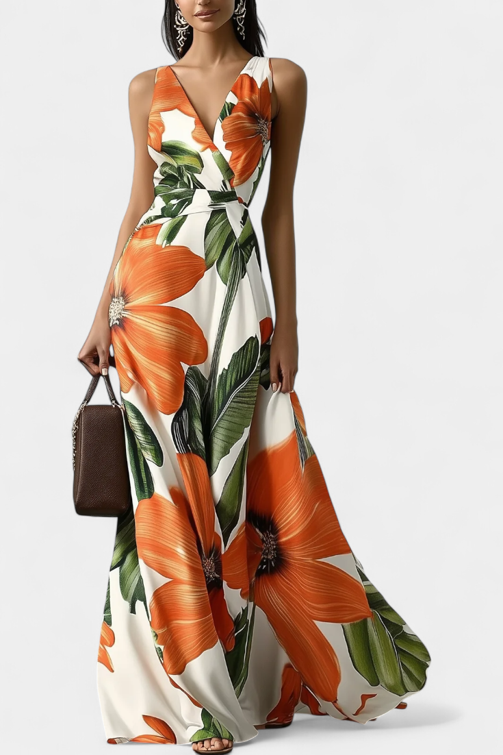 Regina Vestido Clásico con Estampado Floral