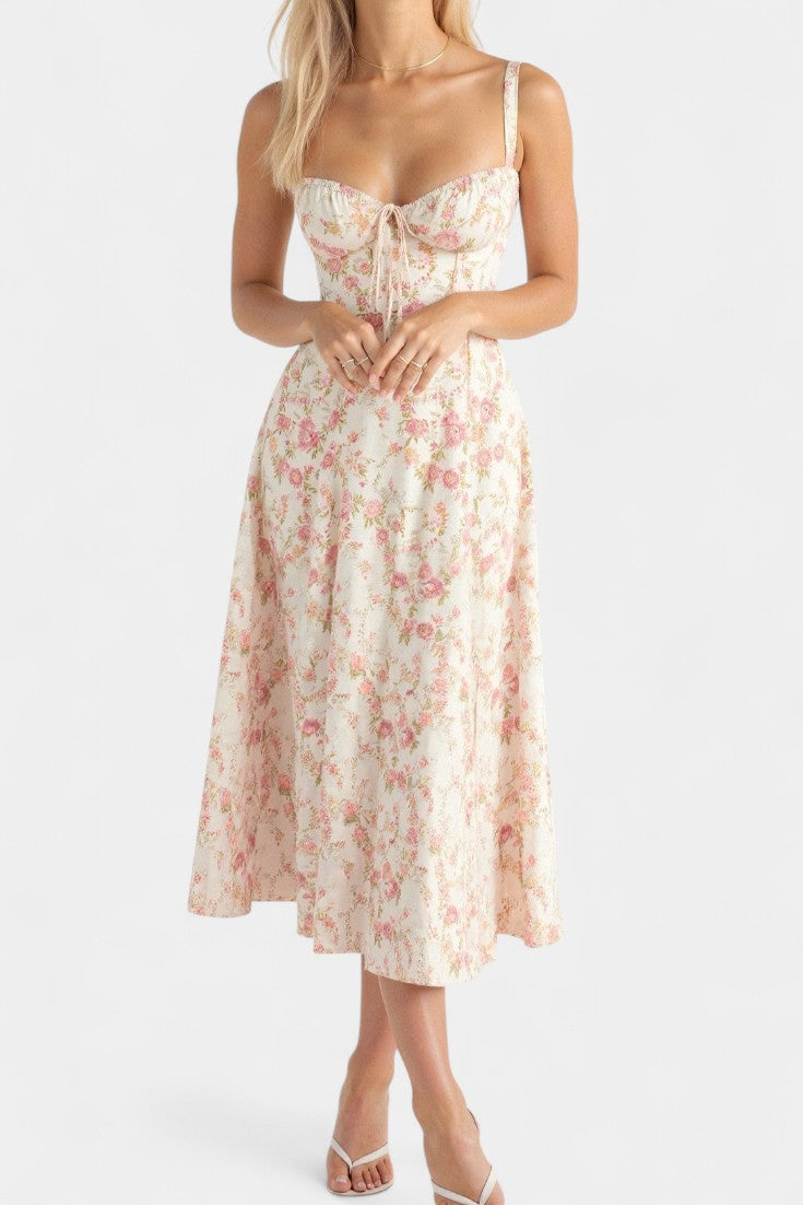 Flora Vestido Midi A-Line con Corsé