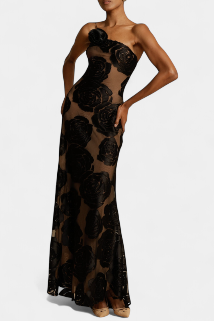 Vlada Vestido Floral de Terciopelo