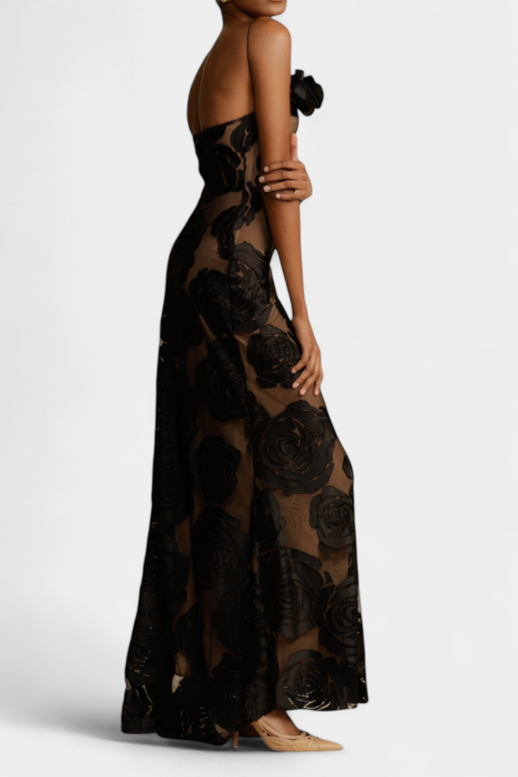 Vlada Vestido Floral de Terciopelo