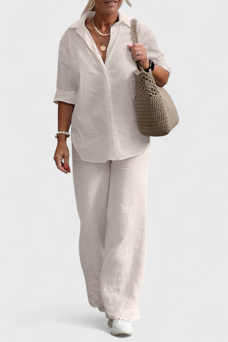 Skye Conjunto de Dos Piezas en Lino y Algodón con Silueta Relajada