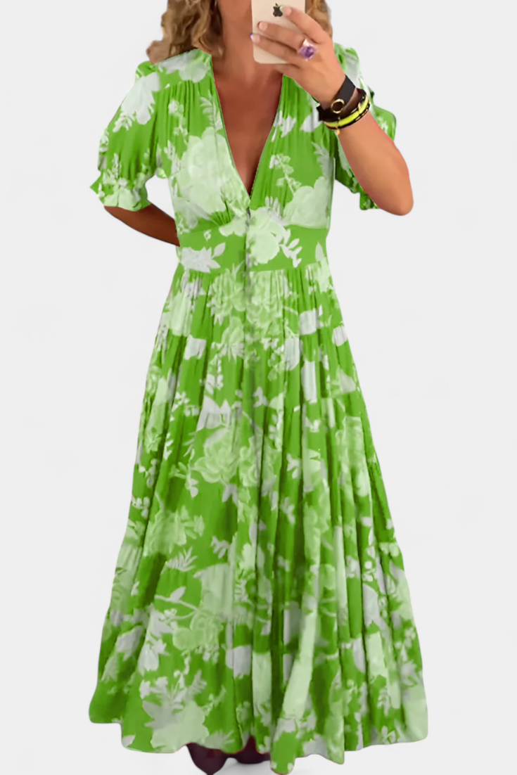 Lina Vestido Floral con Escote en V