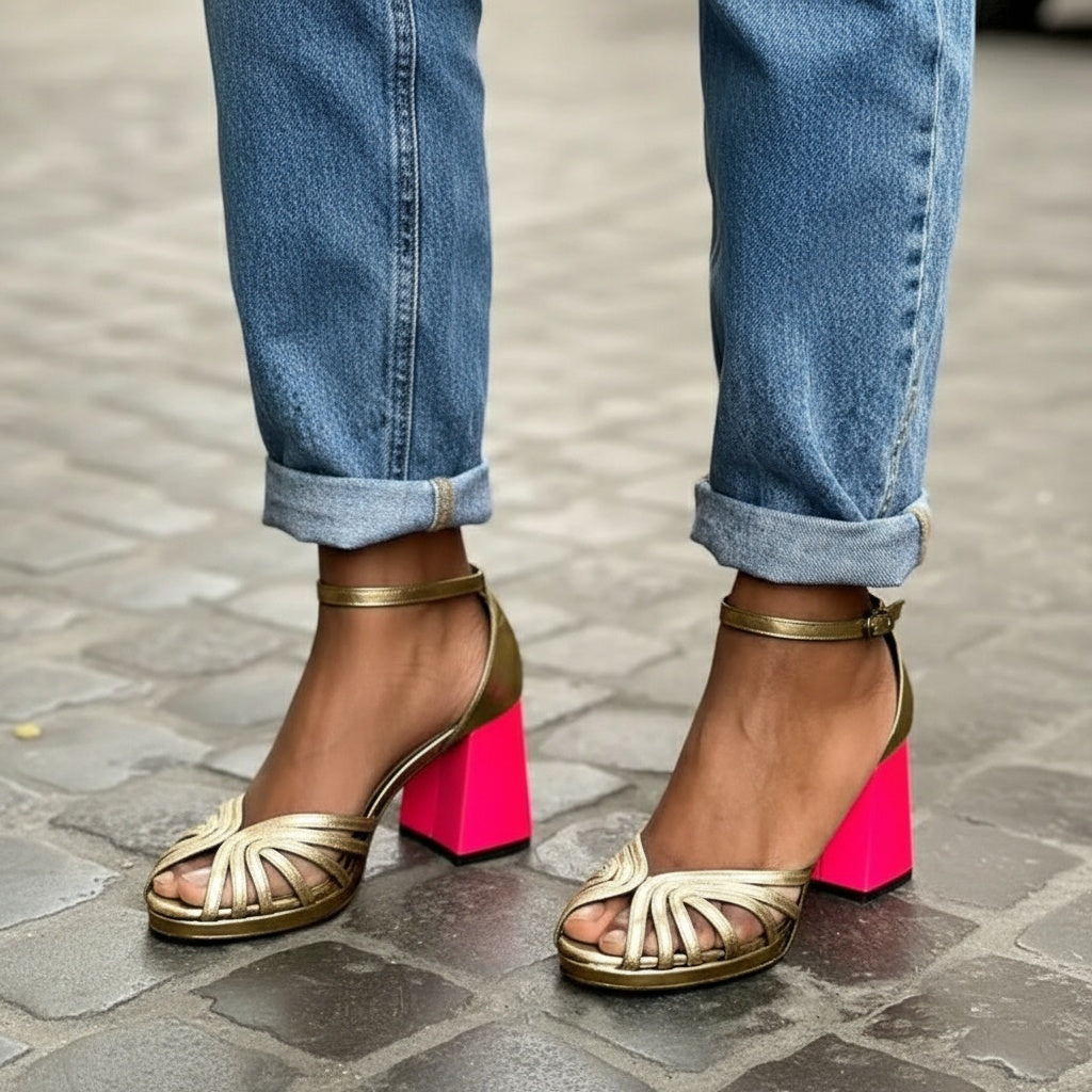 Milenas Sandalias Clásicas con Correa al Tobillo y Puntera Abierta