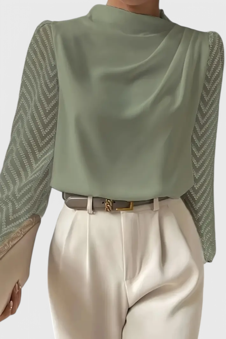 Zaraa Blusa Elegante de Manga Transparente