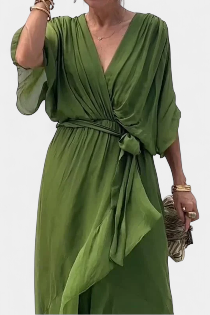 Luisa Vestido Largo con Escote en V y Corte Flowy