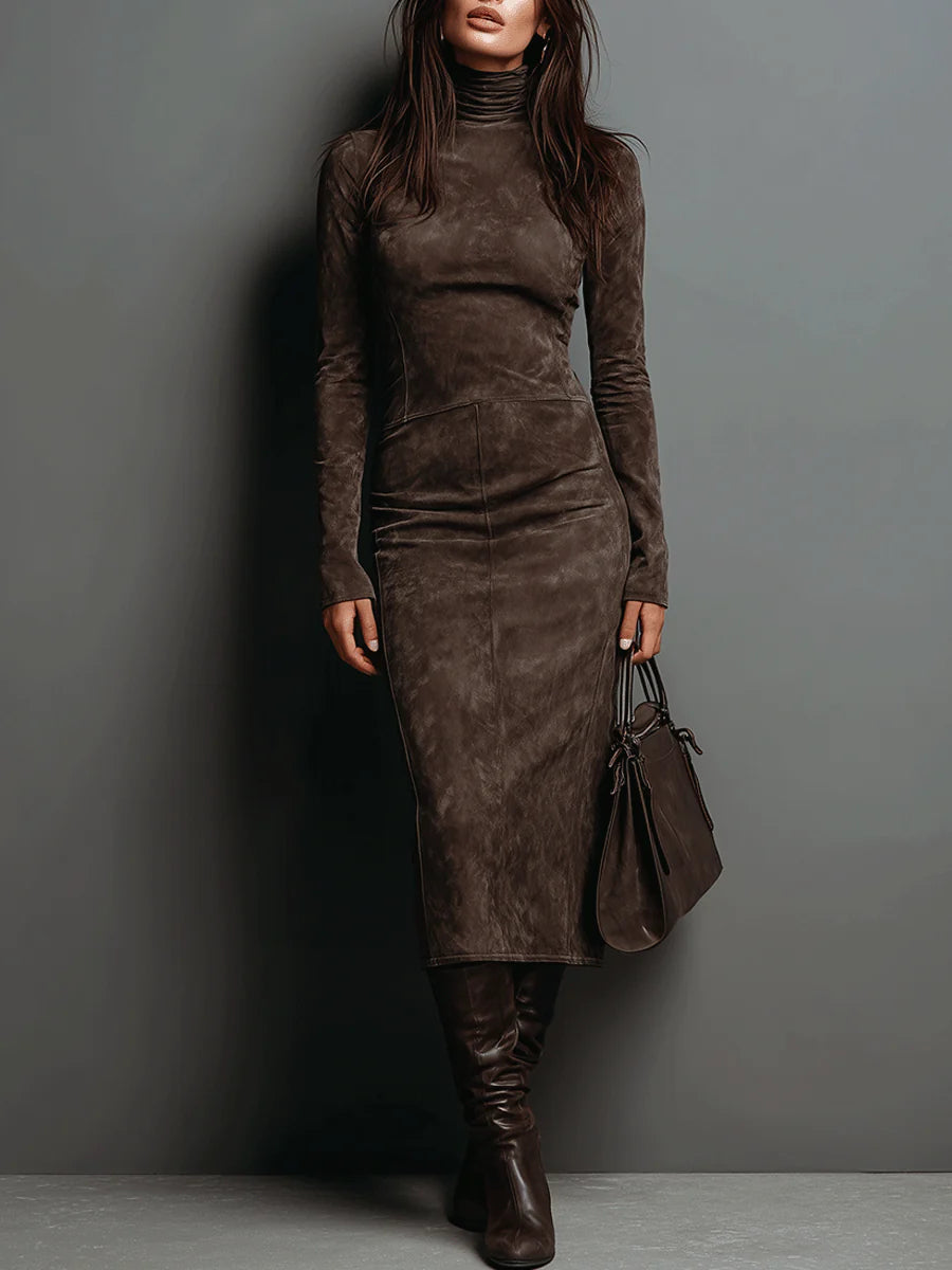 Suede Silhouette Midi Dress