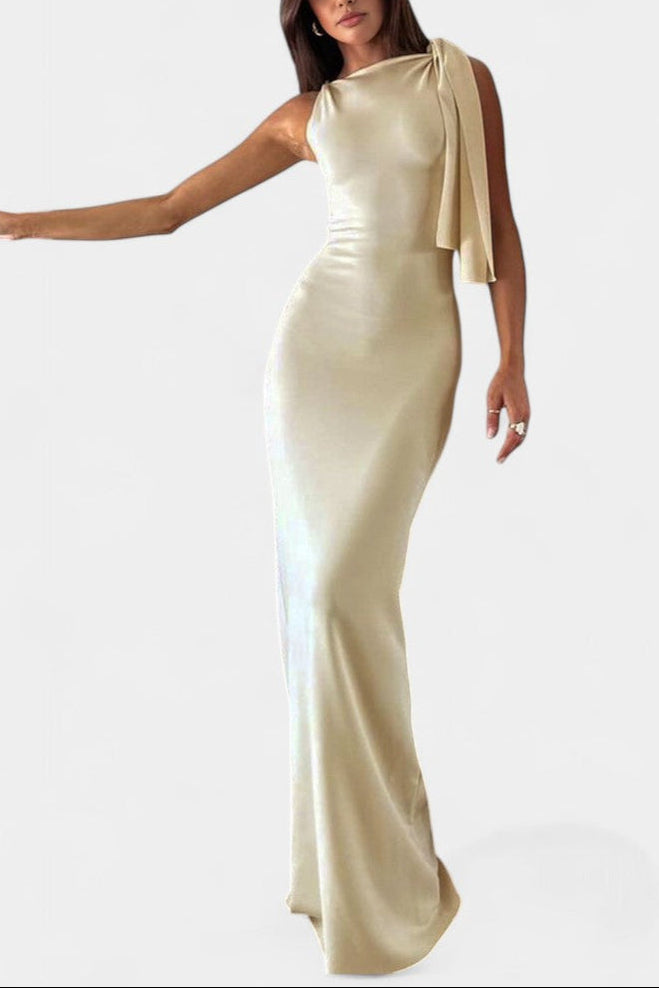 Hope Vestido Maxi Drapado de Un Hombro