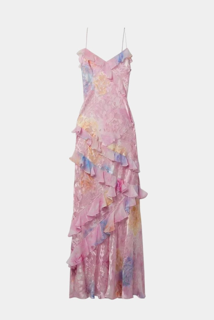 Fawn Vestido Maxi con Volantes Florales