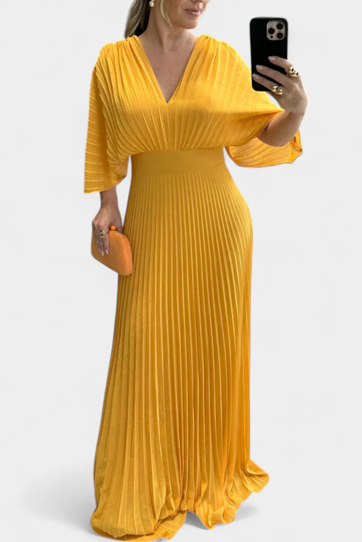 Odele Vestido Plisado Fluido con Espalda Abierta