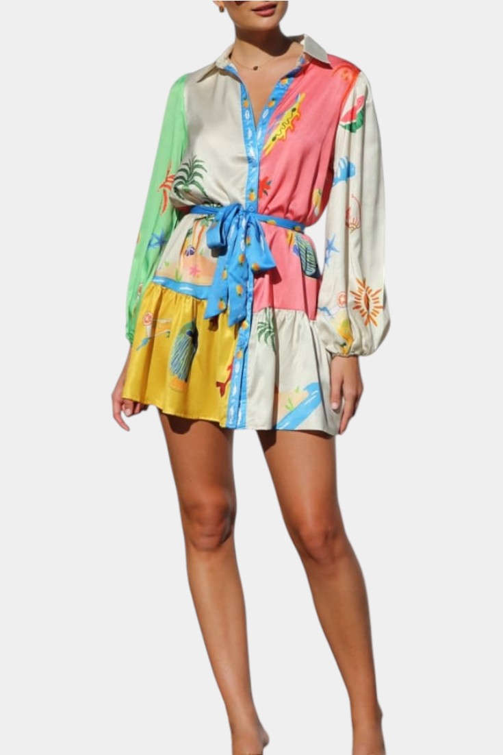 Fallon Vestido Mini Impreso Multi-Color