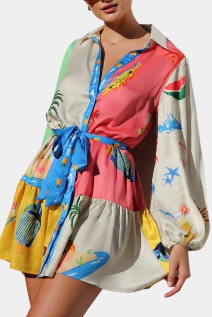 Fallon Vestido Mini Impreso Multi-Color