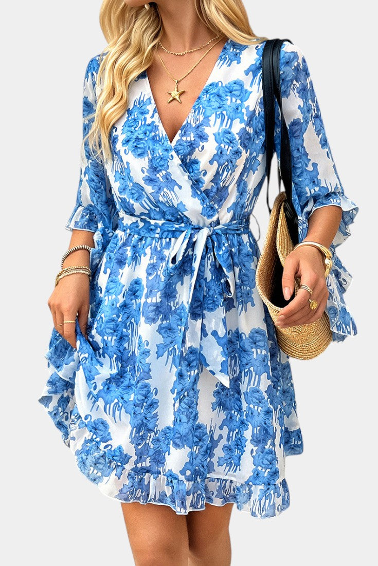 Besa Vestido Mini Floral Impreso con Silueta Fluida