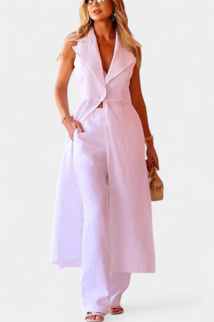 Eider Conjunto con Chaleco Largo y Pantalón Recto